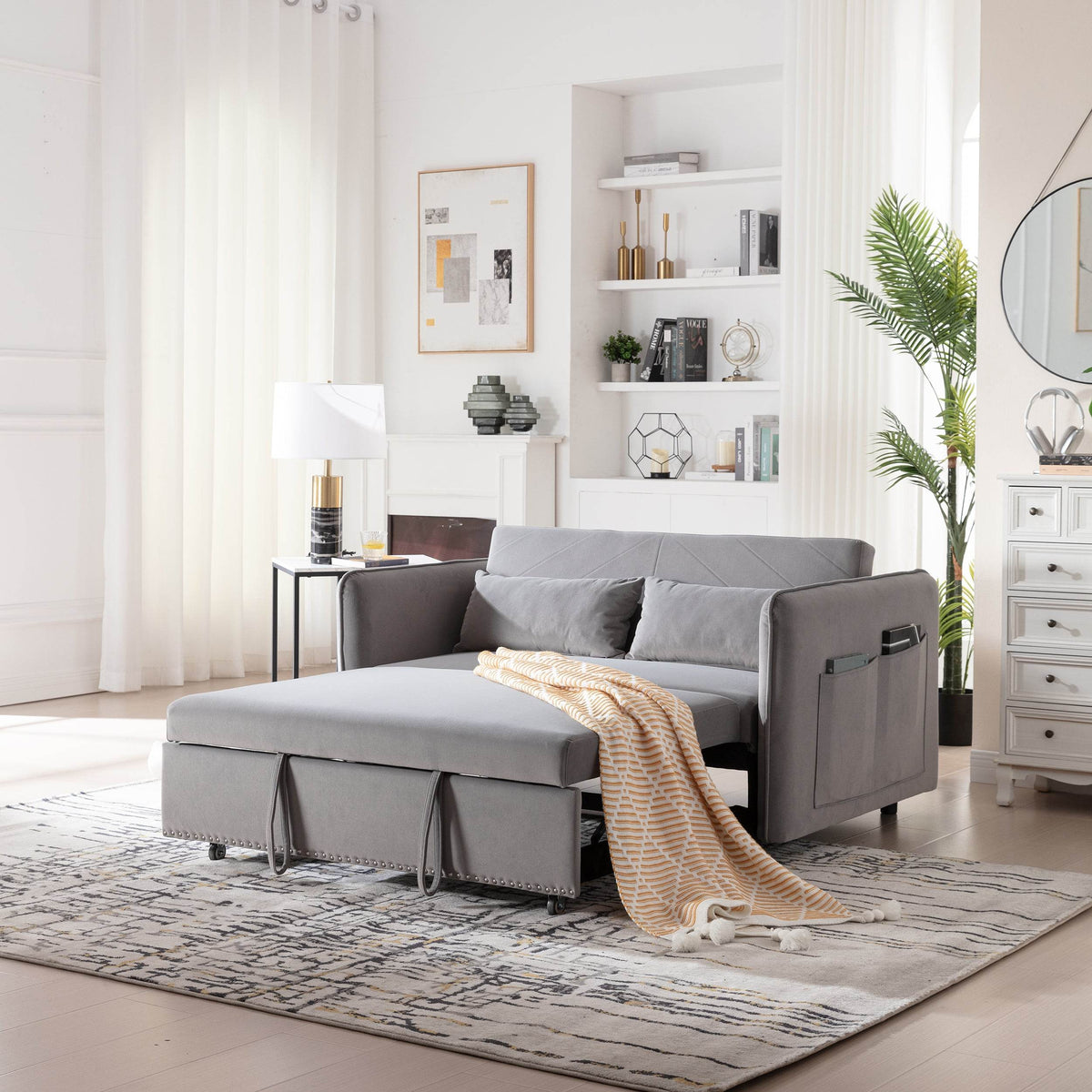 3-in-1 Convertible Velvet Sleeper Futon Sofa Bed