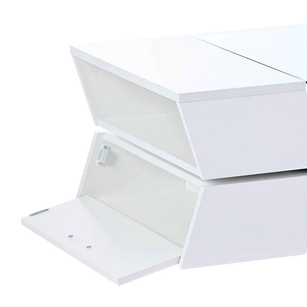 Modernist 2-Tier White Glass Top Coffee Table - Sleep Galleria