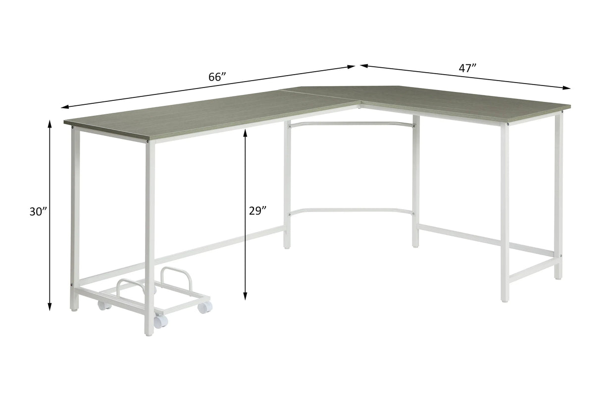 Space-Saving L-Shape Gray White Computer Desk With Storage - Omega Lifestyles
