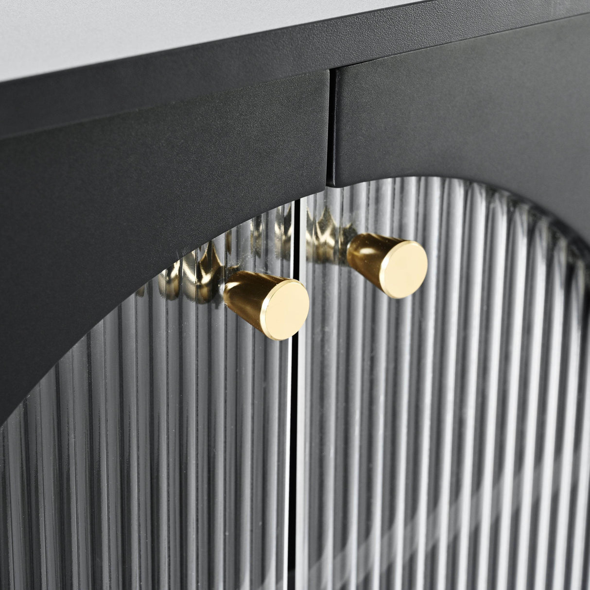 Contemporary Black TV Stand With Fluted Glass Doors - Sleep Galleria