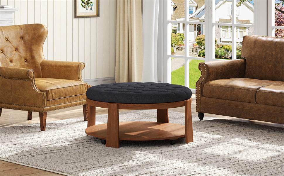 Modern Large Round Upholstered Ottoman Coffee Table - Sleep Galleria