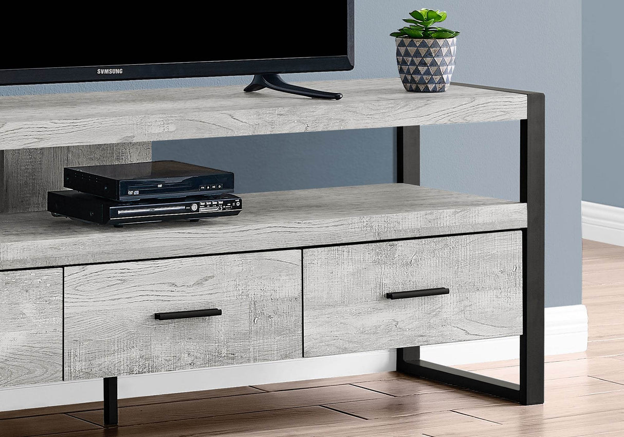 Contemporary Grey Laminate TV Stand With Storage Drawers - Sleep Galleria