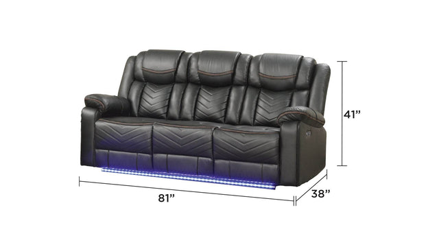 Modern Power Reclining Faux Leather Sofa With USB Ports - Omega Lifestyles