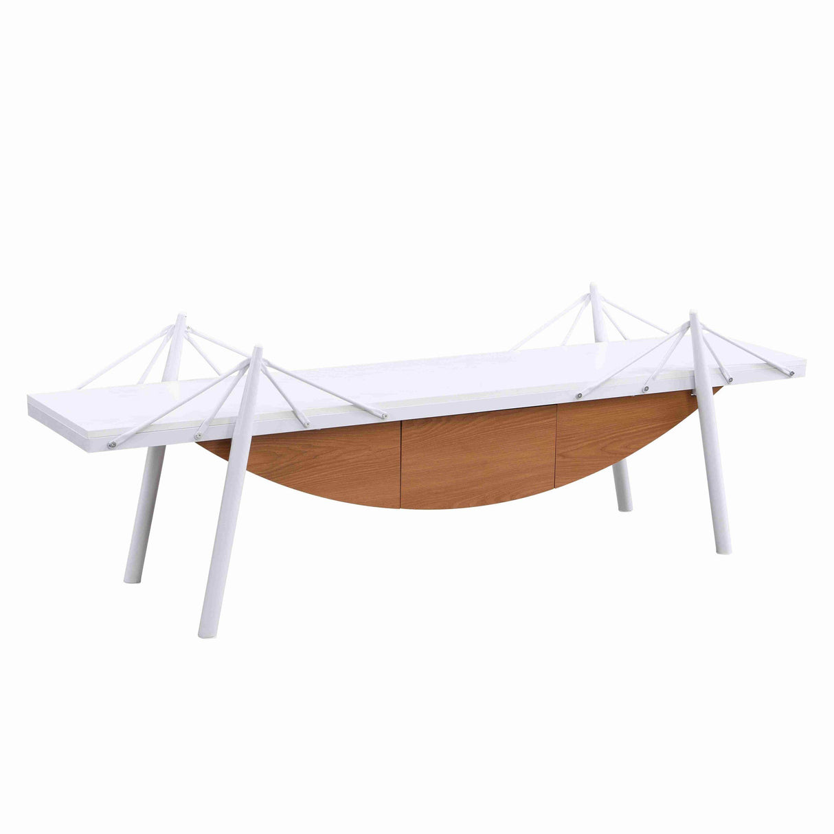 Sailboat-Shaped Modern MDF Wood TV Stand With Drawer - Sleep Galleria