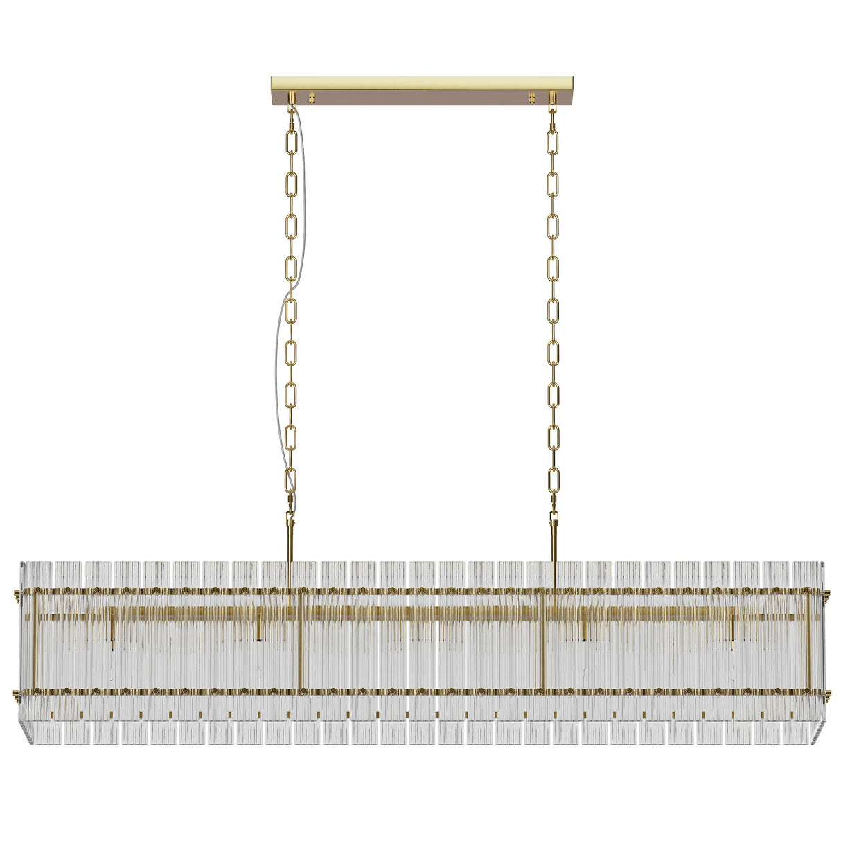 Modern Rectangular Crystal Glass 10-Light Gold Chandelier - Omega Lifestyles