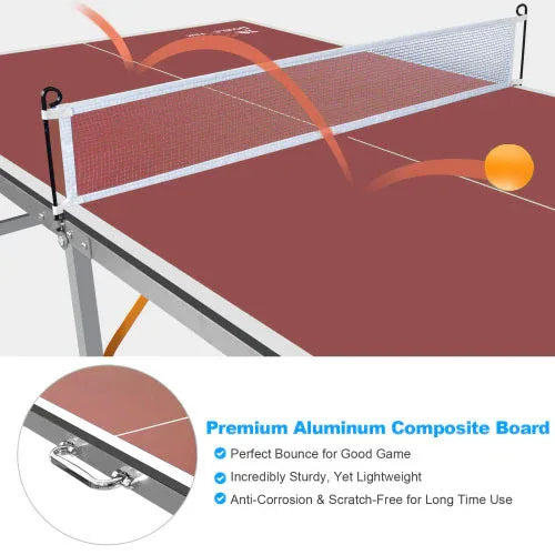 Mid-Size Foldable Portable Indoor Outdoor Ping Pong Table - Omega Lifestyles