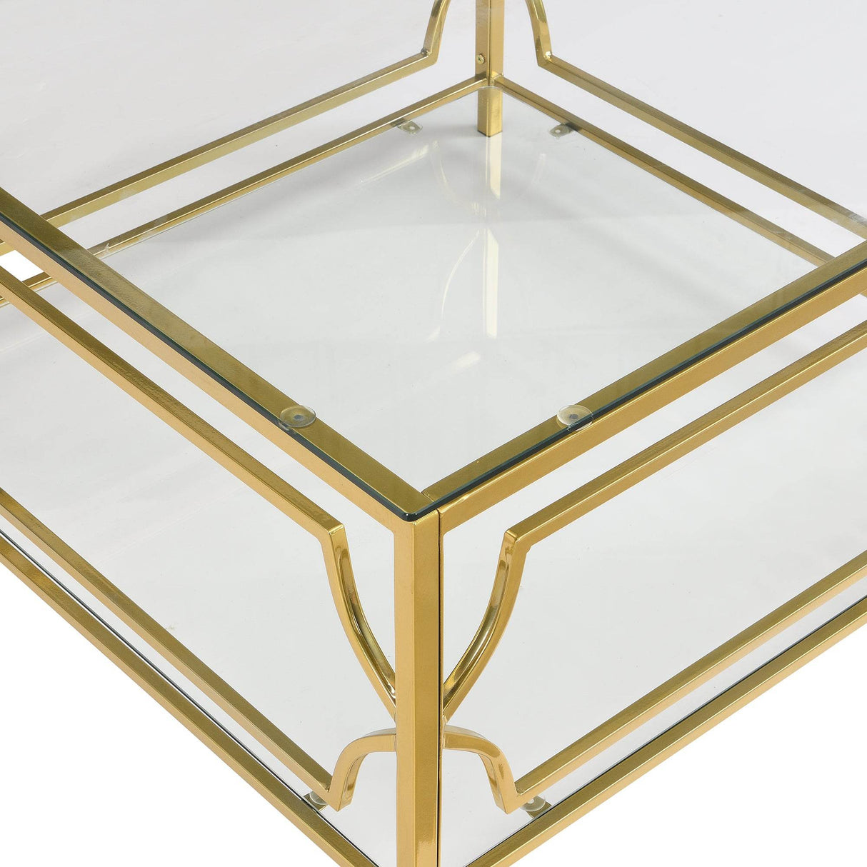 Square Tempered Glass Coffee Table With Gold Frame - Sleep Galleria