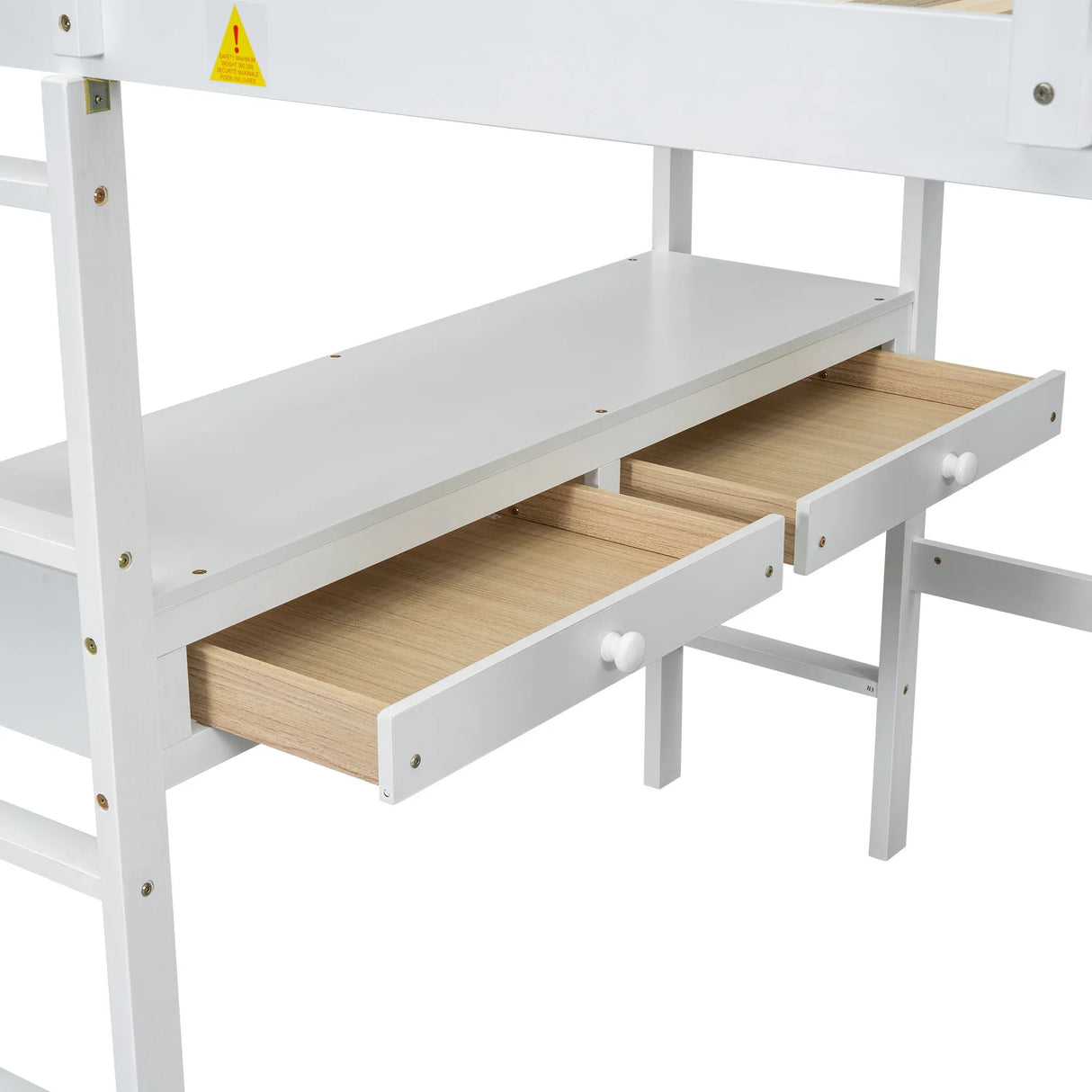 Full White Pine Full Loft Bed With Built-In Desk - Omega Lifestyles