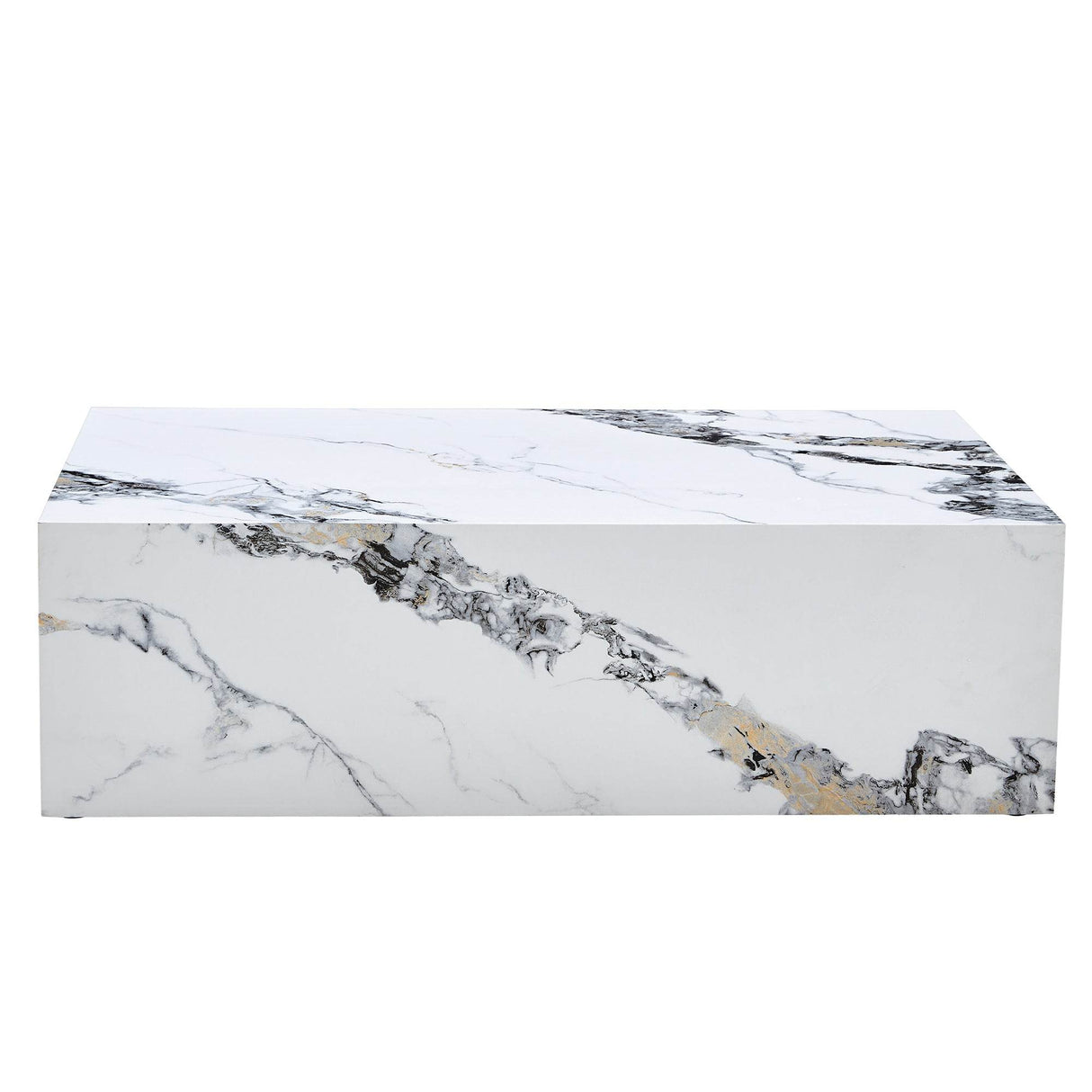 MDF Marble Pattern Modern White Coffee Table - Sleep Galleria