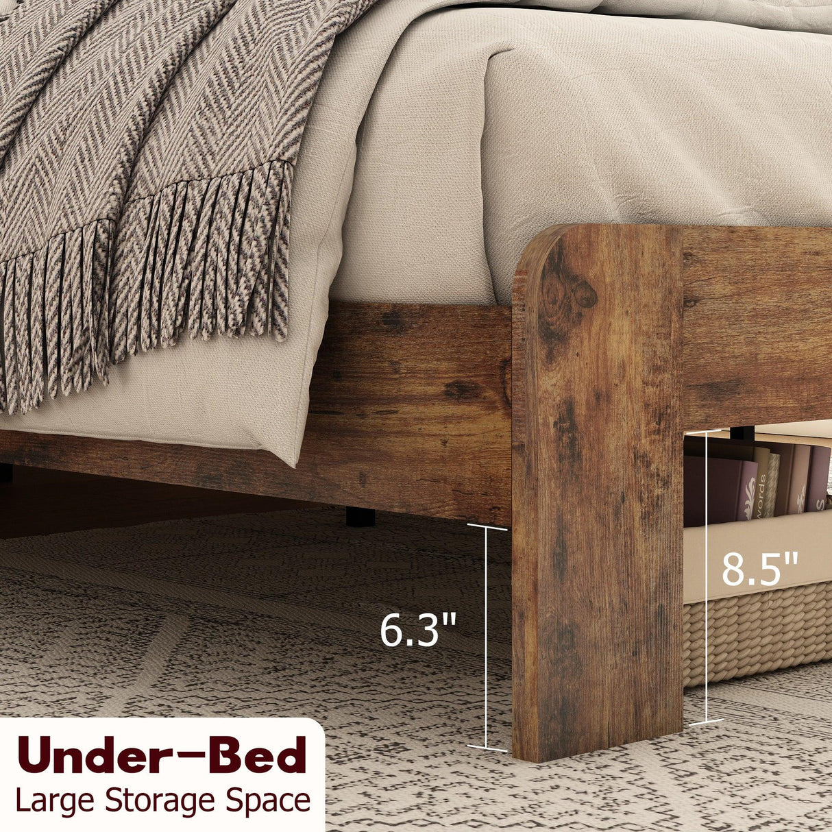 Full Wood Platform Bed Frame With Storage USB - Omega Lifestyles