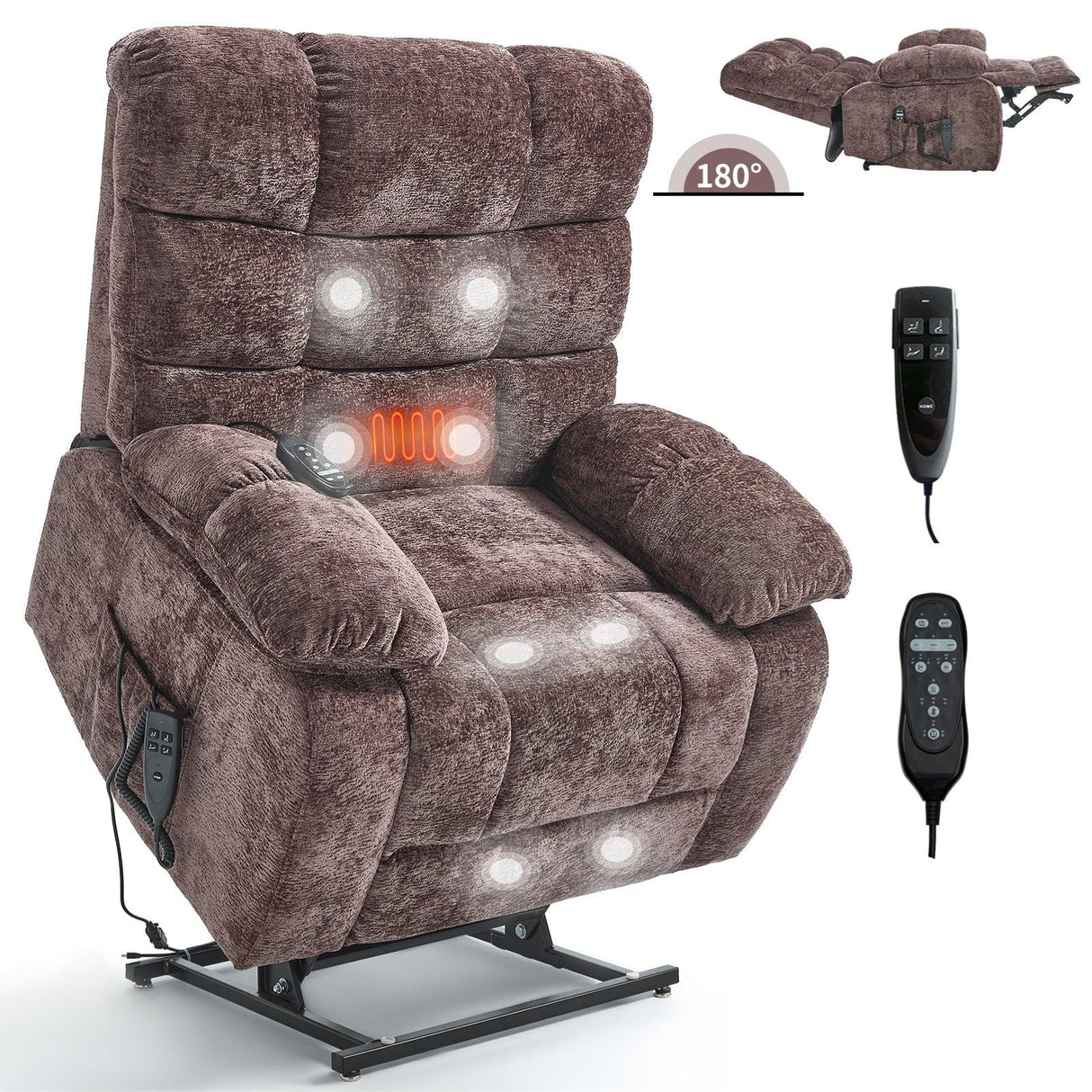 Medium-Firm Power Lift Recliner Chair With Heat Massage - Omega Lifestyles