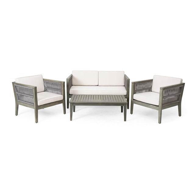 4-Piece Acacia Wood Outdoor Patio Furniture Set - Omega Lifestyles