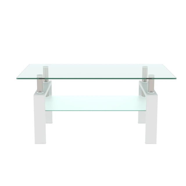 Modern Rectangle Glass Coffee Table With Double Storage - Omega Lifestyles