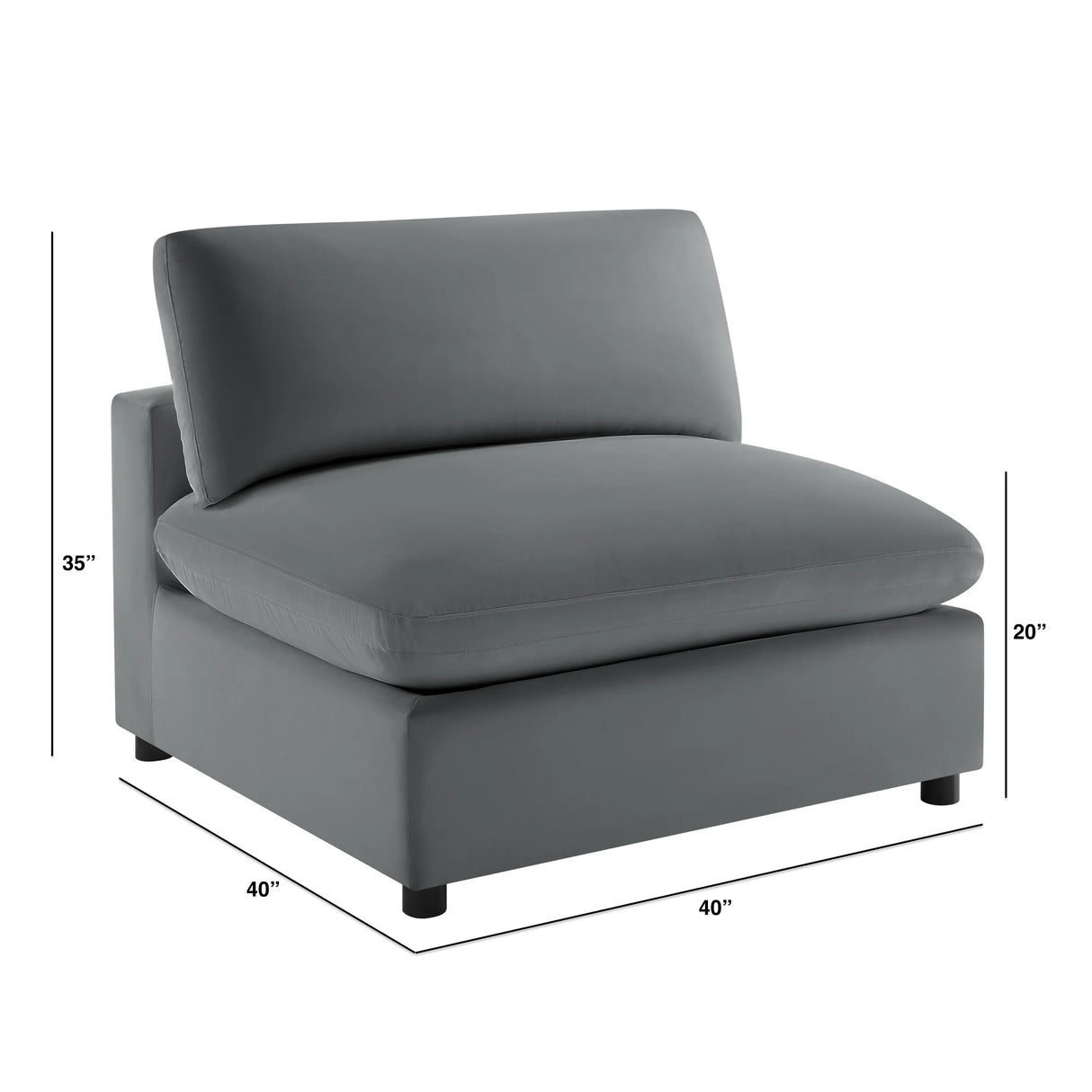 Plush Modern Armless Slipper Chair With Solid Wood Legs - Omega Lifestyles