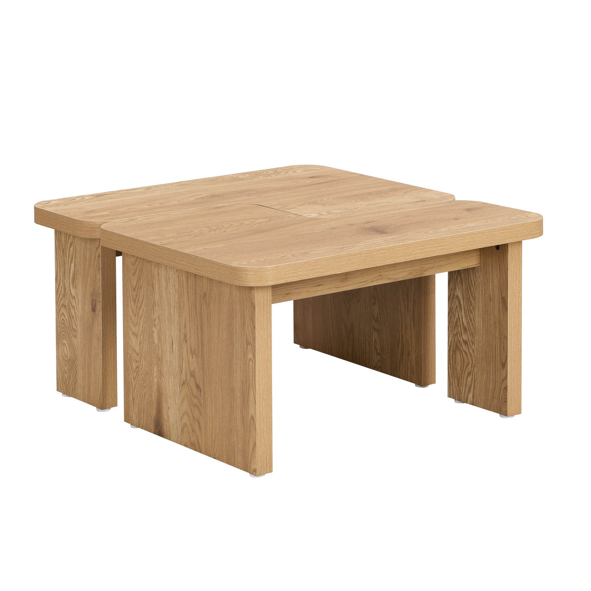 L-Shaped Oak MDF Detachable Farmhouse Coffee Table - Sleep Galleria