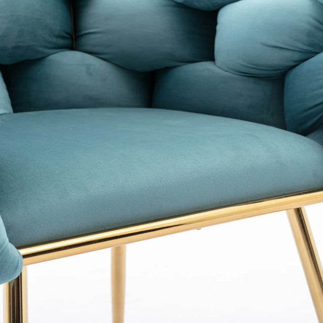 Blue Velvet Knitted Leisure Accent Chair With Backrest - Omega Lifestyles