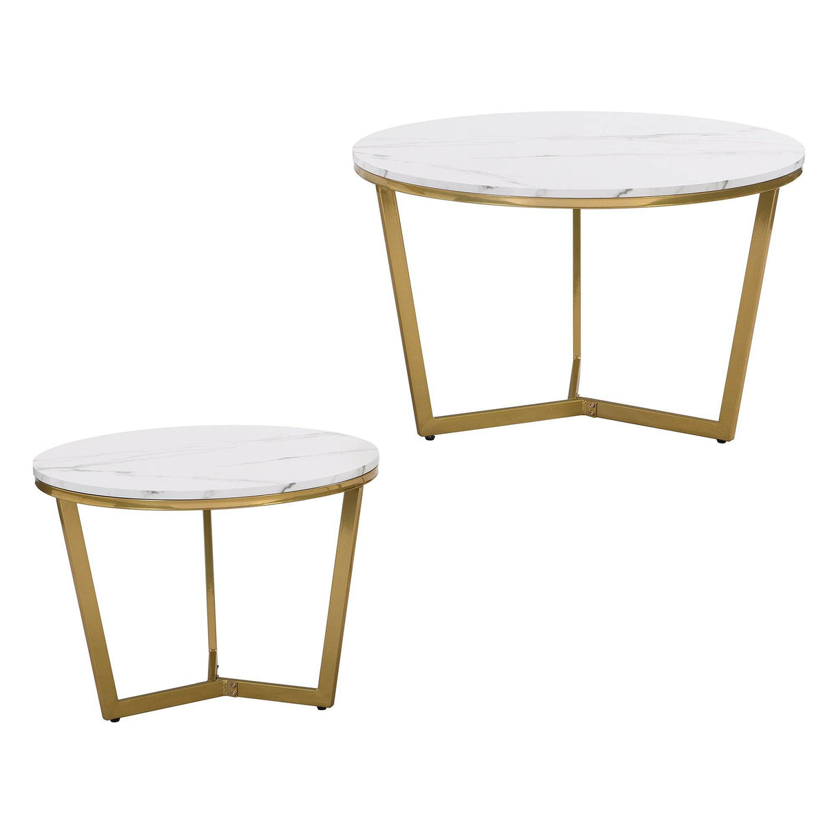 Modern Round Nesting 2-Piece White Marble Coffee Table Set - Sleep Galleria