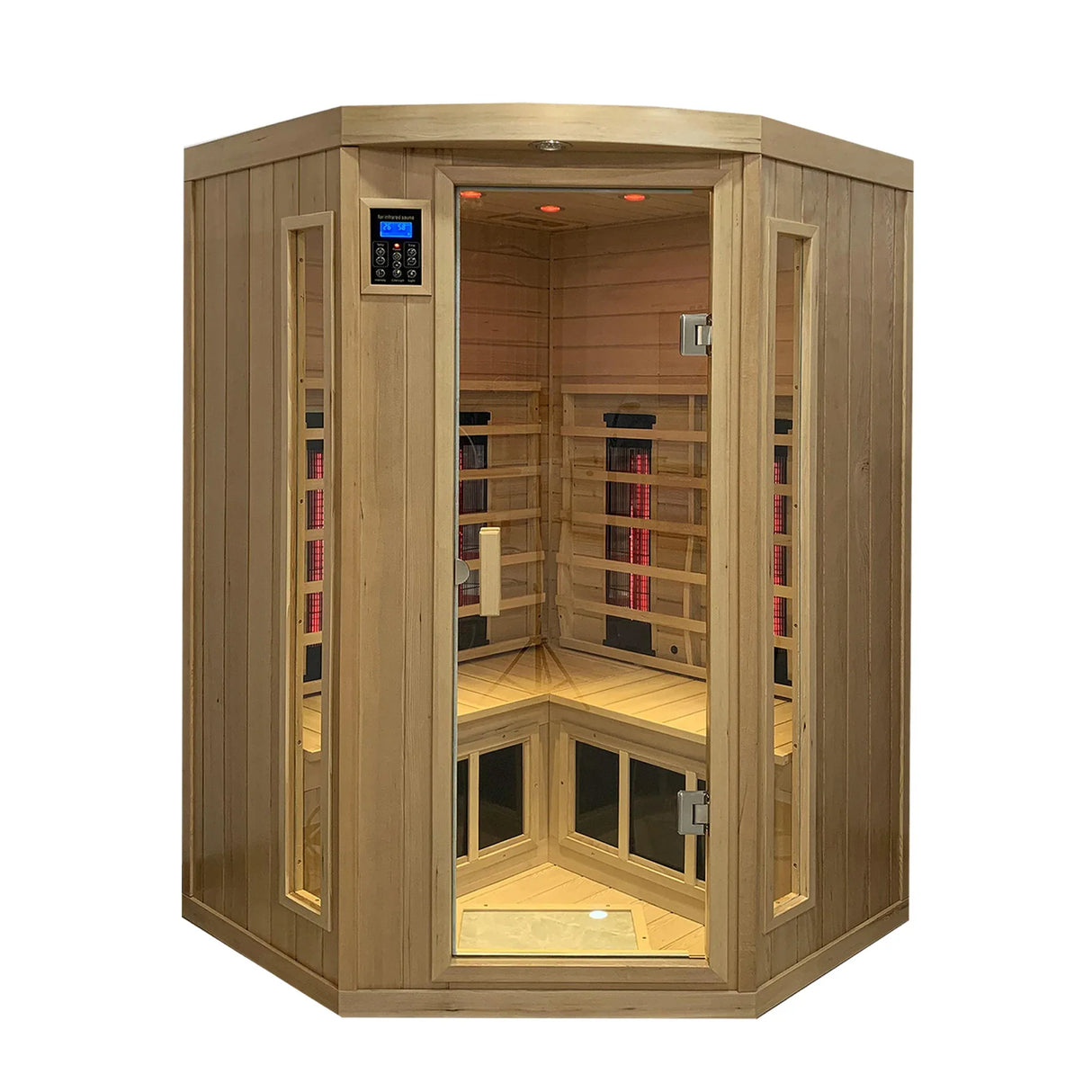 Far Infrared Solid Wood Pentagonal Indoor Sauna Room - Omega Lifestyles