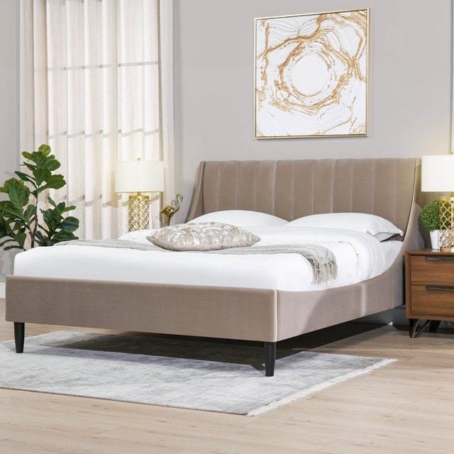 Modern Velvet Upholstered Platform Bed Frame - Omega Lifestyles