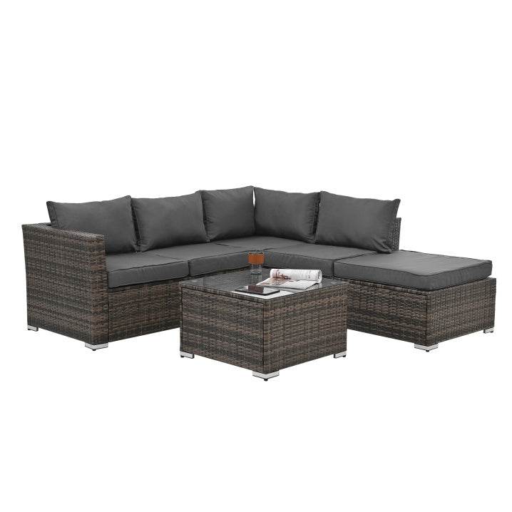 4-Piece Brown PE Rattan Outdoor Patio Furniture Set - Sleep Galleria