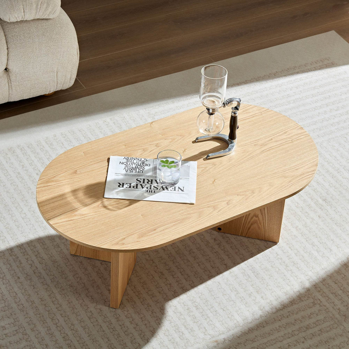 Modern Compact Oak MDF Pedestal Coffee Table - Sleep Galleria