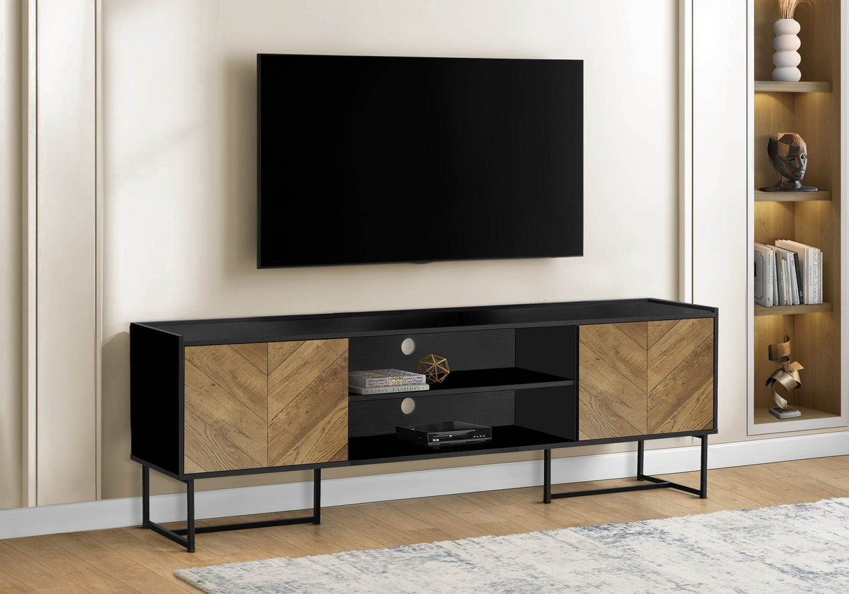 Contemporary 72-Inch Black Laminate Media Console Cabinet - Sleep Galleria