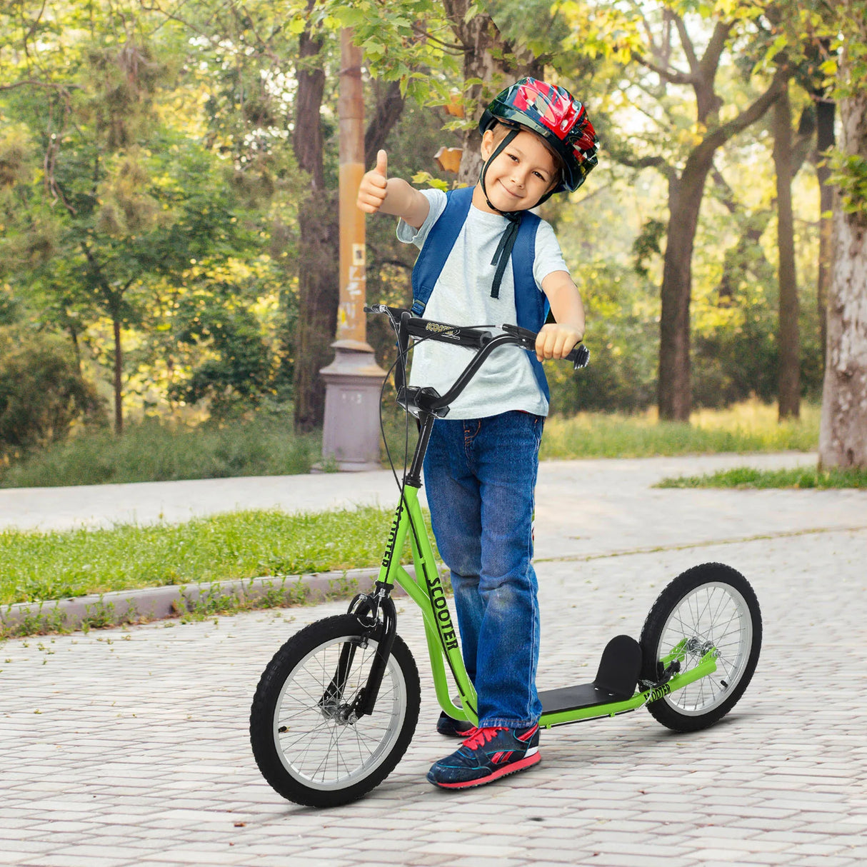 Youth Adjustable Handlebar Kick Scooter With Inflatable Tires - Omega Lifestyles