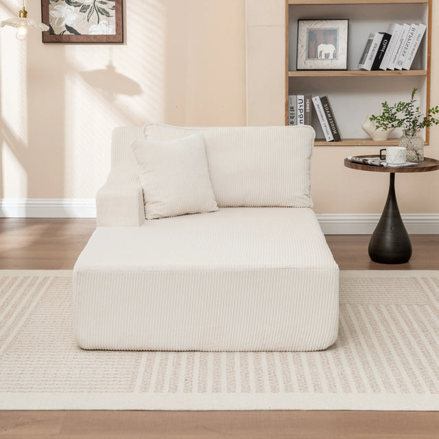 Corduroy Foam Right Armrest Chaise Lounge Chair - Omega Lifestyles