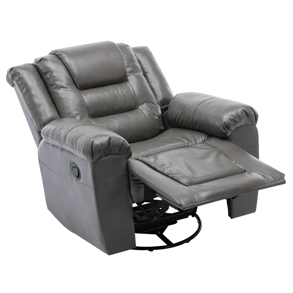 Grey PU Manual Reclining Rocking Swivel Recliner Chair - Omega Lifestyles