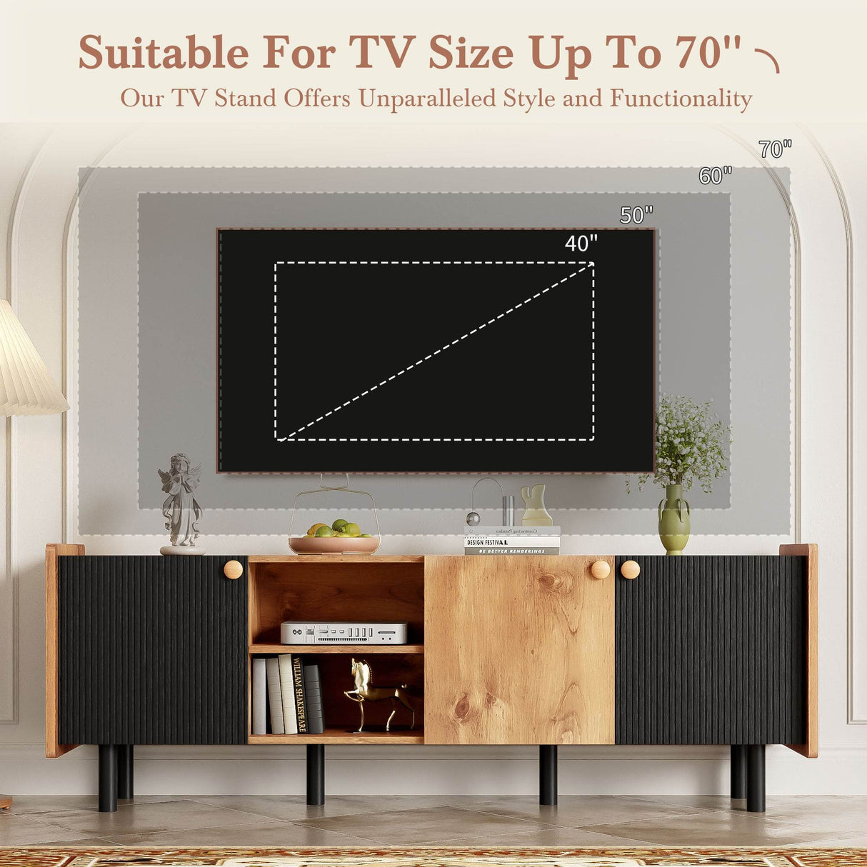 Mid Century Modern TV Stand With Storage Cabinets - Sleep Galleria