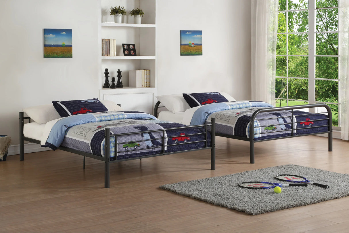 Gunmetal Full Over Full Metal Bunk Bed Frame - Omega Lifestyles