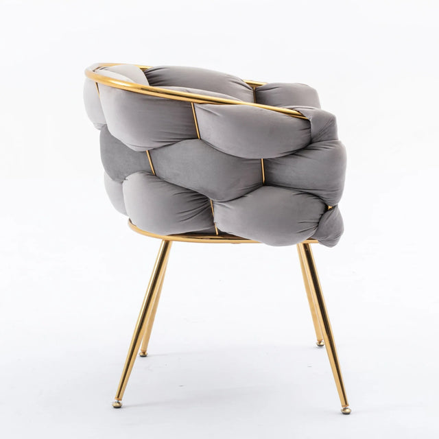 Modern Gray Velvet Accent Chair With Gold Legs - Omega Lifestyles