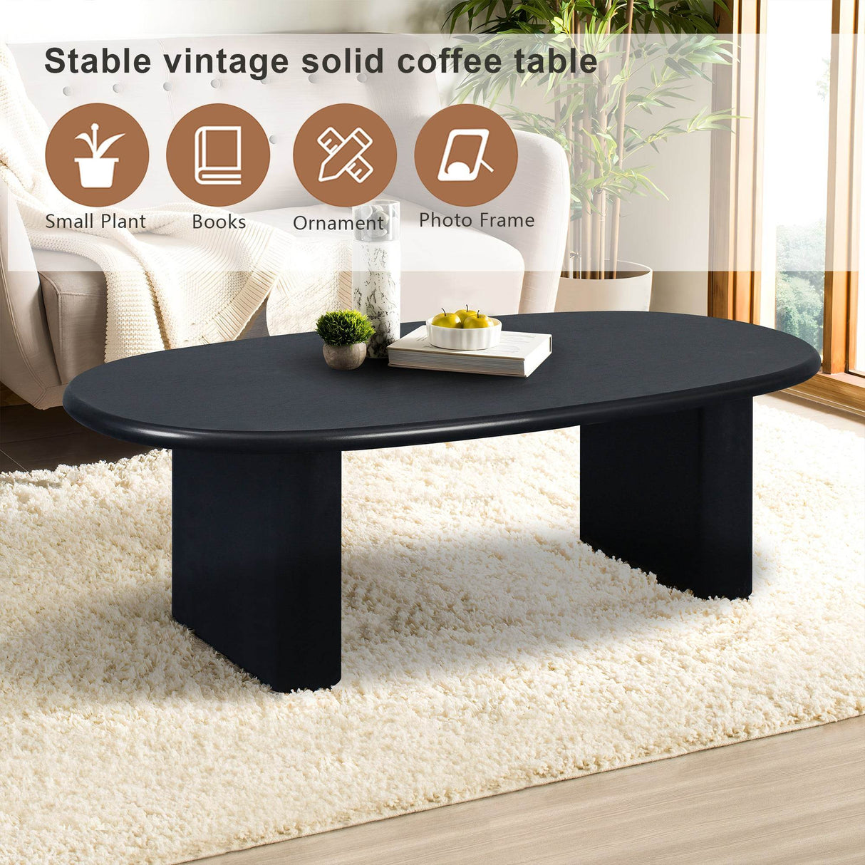 51-Inch Oval Tapered Tabletop MDF Coffee Table - Sleep Galleria