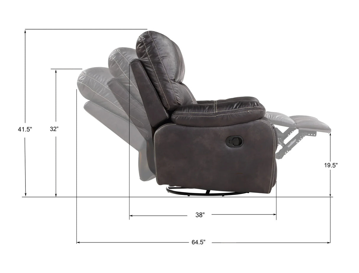Gray Fabric Swivel Gliding Recliner Chair - Omega Lifestyles