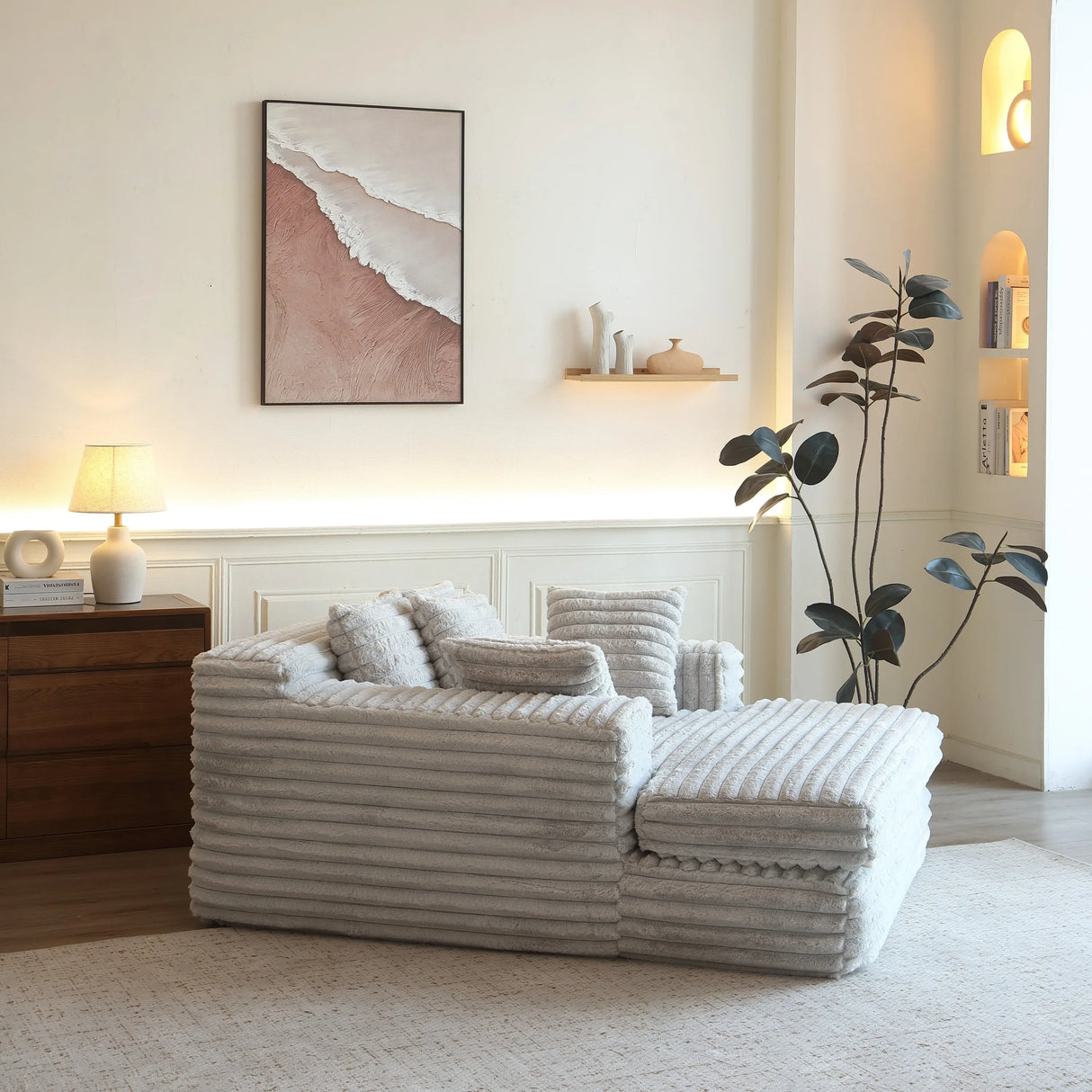 Oversized Corduroy Upholstered Sleeper Chaise Lounge Chair - Omega Lifestyles