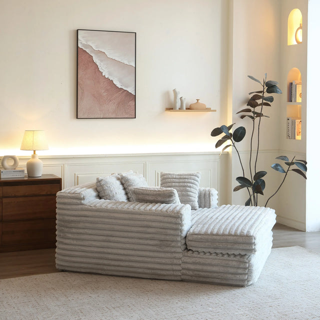Oversized Corduroy Upholstered Sleeper Chaise Lounge Chair - Omega Lifestyles