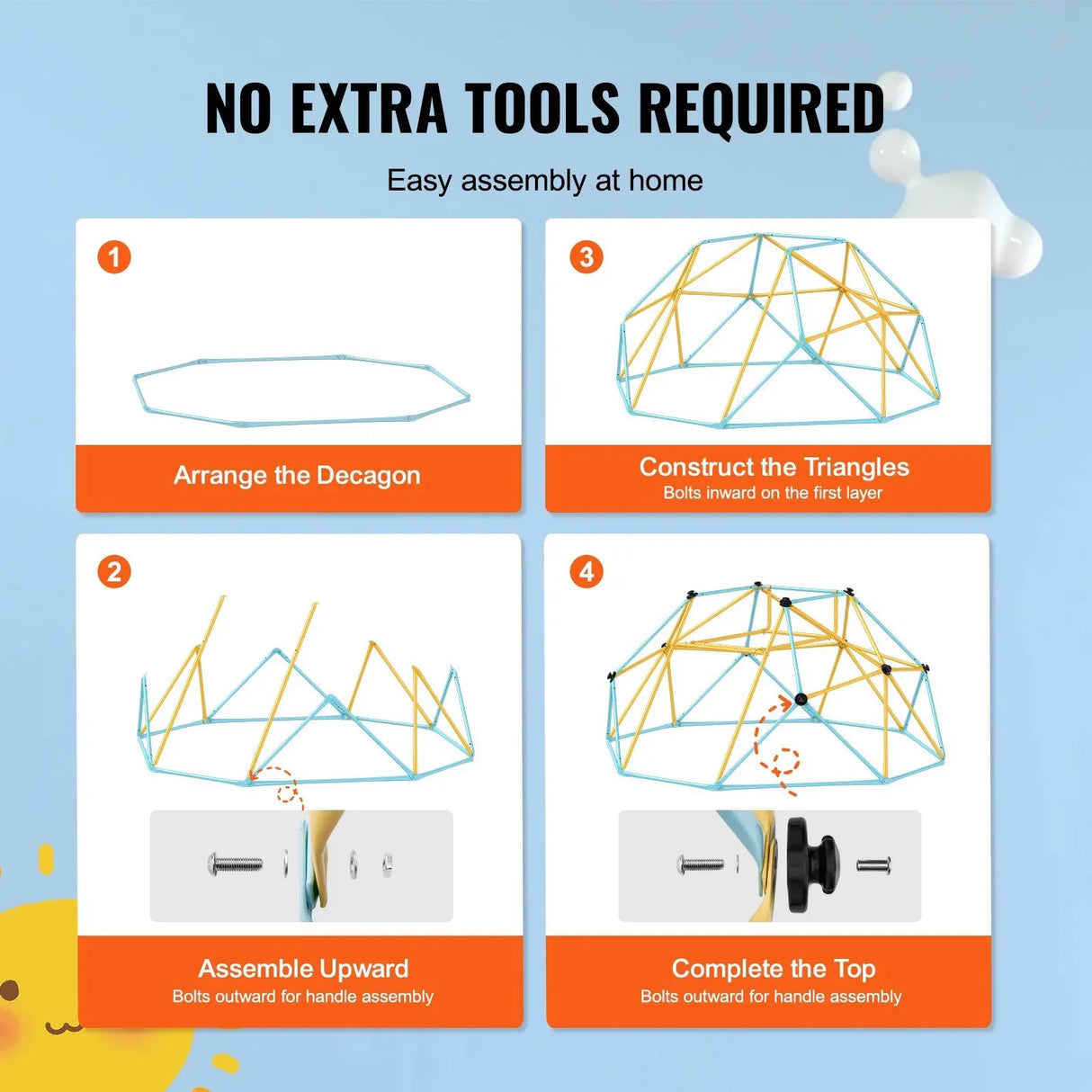 8FT Steel Kids Climbing Dome With Slide Playground - Omega Lifestyles