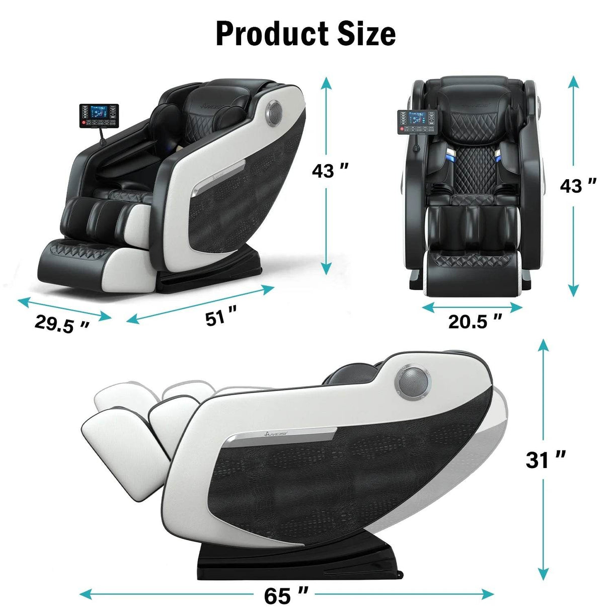 Relax Rejuvenate Zero Gravity Massage Chair Full Body Recliner Air Pressure, Bluetooth, Heat, and Foot Massage Black
