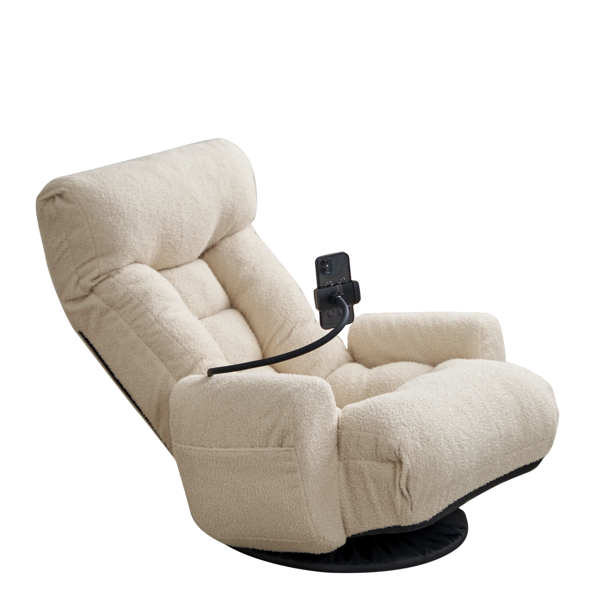 Adjustable Beige Soft Plush Rotating Lounge Chair - Omega Lifestyles