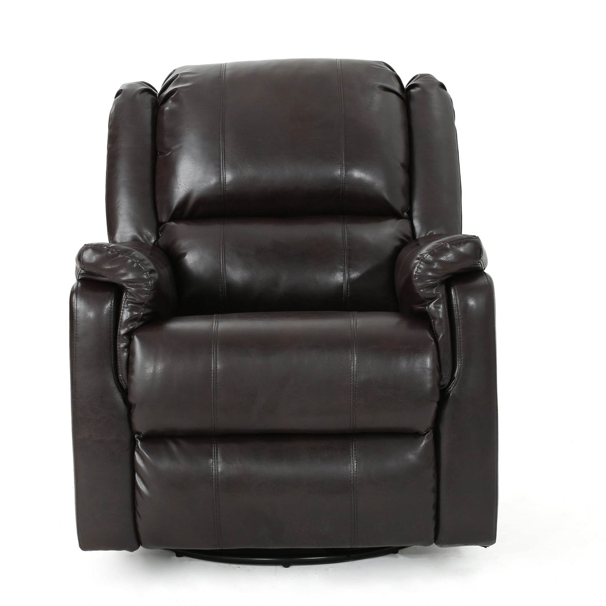 Brown PU Swivel Glider Recliner With Manual Reclining