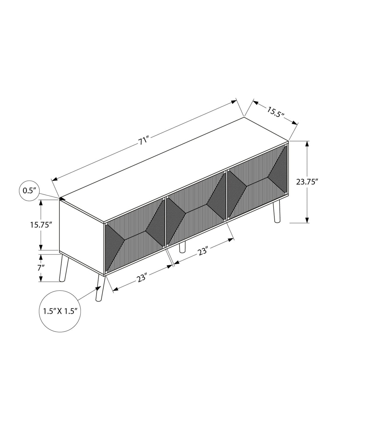 Mid Century Walnut Laminate TV Stand Console - Sleep Galleria