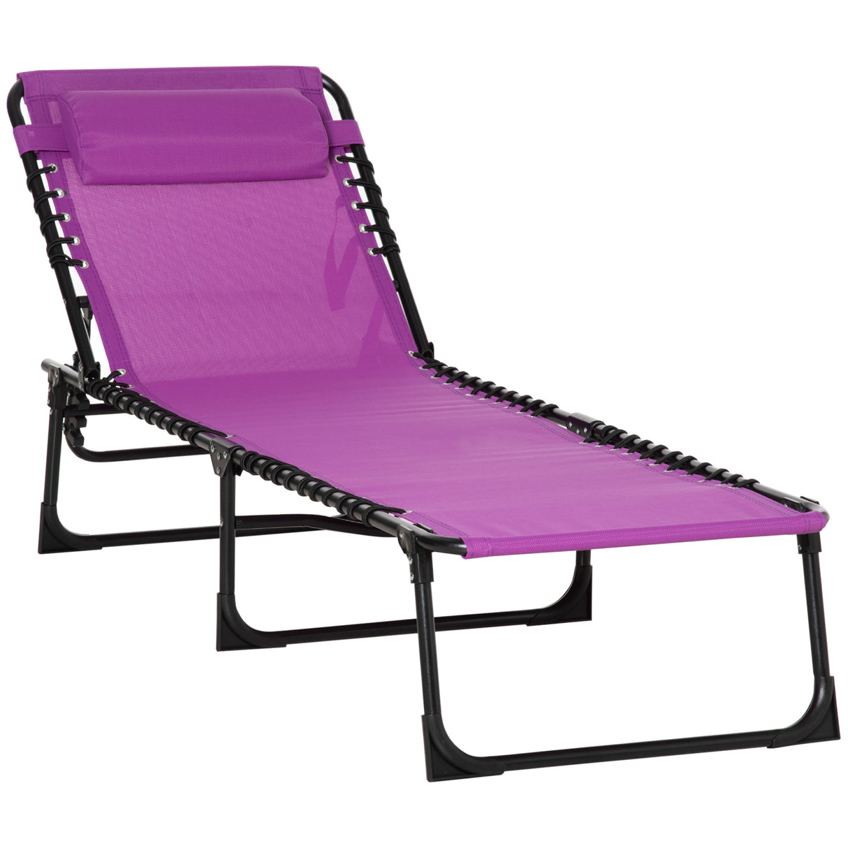 Outdoor Folding Adjustable Chaise Lounge Chair With Pillow