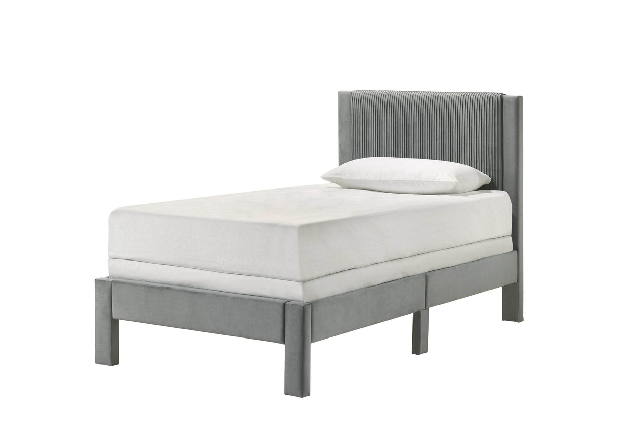 Contemporary Twin Upholstered Platform Bed Frame Light Gray