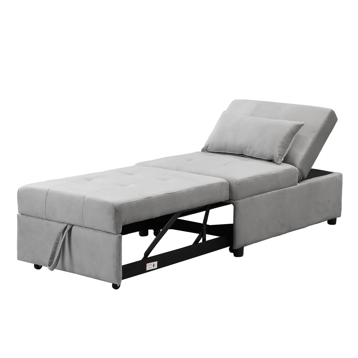 Multifunctional Gray Velvet Folding Ottoman Sofa Bed - Omega Lifestyles
