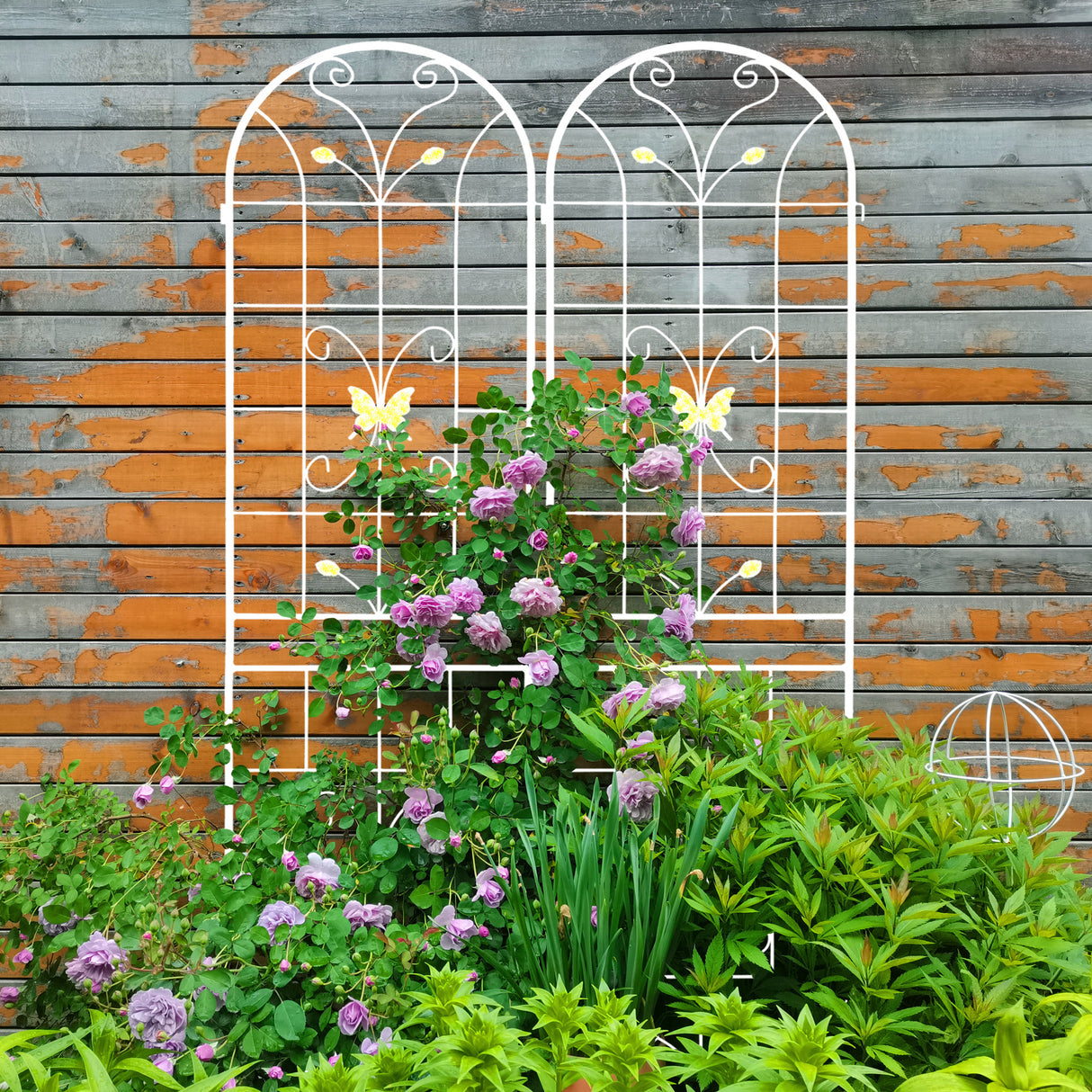 Set Of 4 Rustproof Cream White Iron Garden Trellises