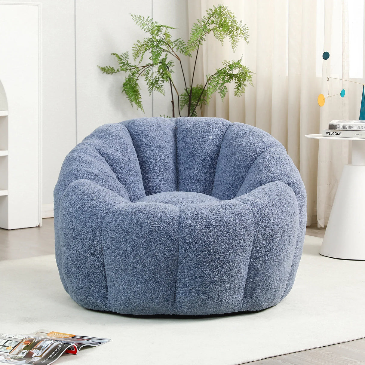 Plush Teddy Foam Bean Bag Chair With Armrests - Omega Lifestyles