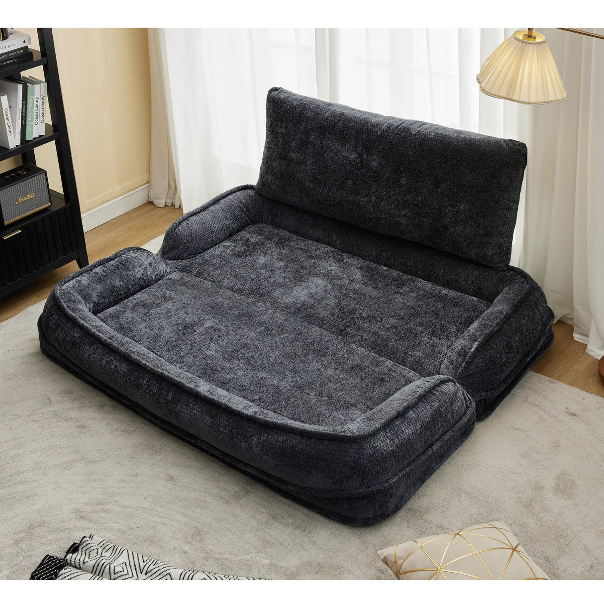 Adjustable 5-Position Medium-Soft Chenille Loveseat Sofa - Omega Lifestyles