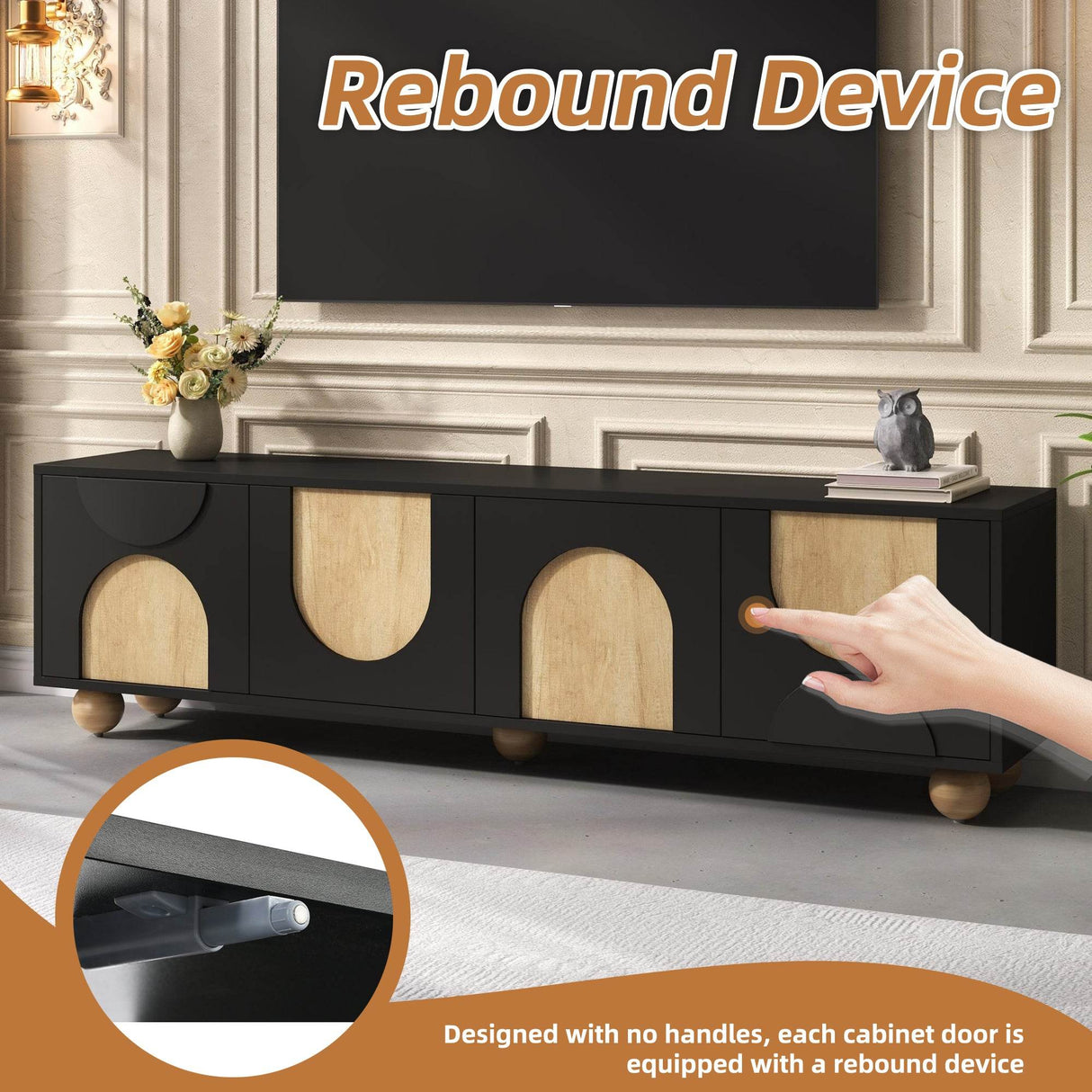 Farmhouse Black MDF Wood Grain TV Stand - Sleep Galleria