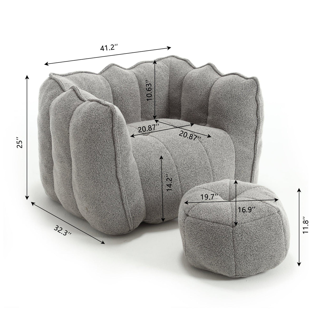 Soft Chenille High Resilient Foam Bean Bag Chair - Omega Lifestyles