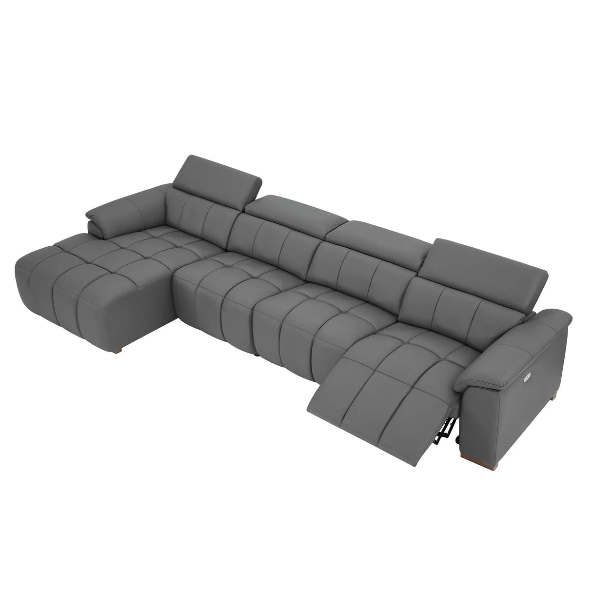 Electric Control Genuine Leather 4-Seat L-Shaped Reclining Sofa - Omega Lifestyles